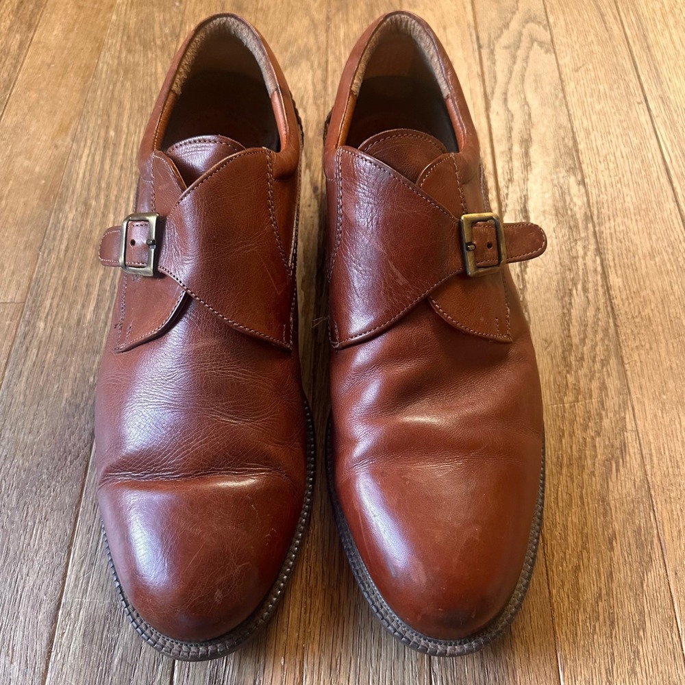 Johnston & Murphy Monk Strap Mens 13 Single Buckle Brown Leather Vintage Formal